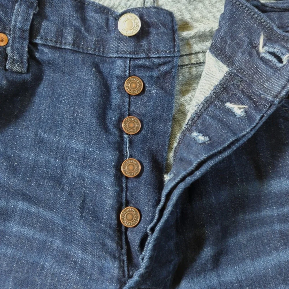 Levi's 501 Original Fit Jeans Mens 38x34 Dark Wash Indigo Button Fly Denim